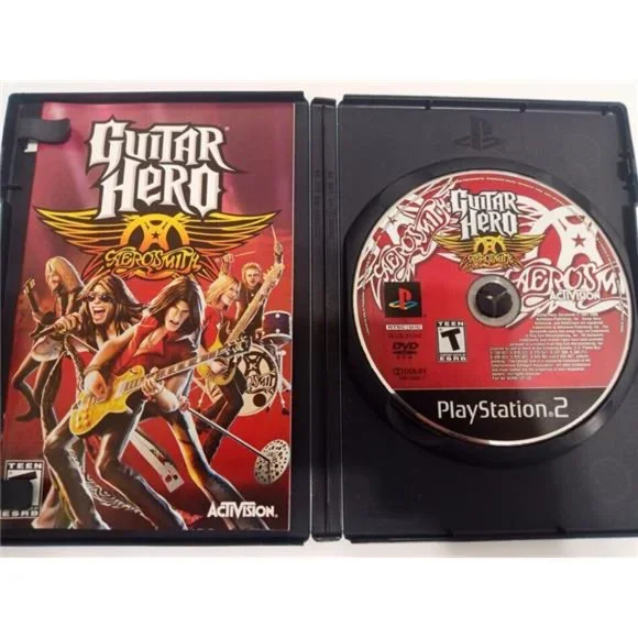 Guitar Hero Aerosmith 1,2, PS2 Bundle Gibson Red Octane Guitar TESTED 4 …